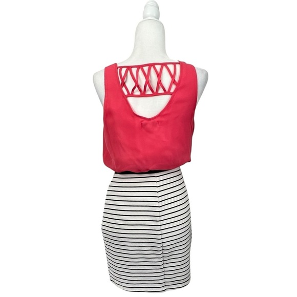 Speechless Coral, Black and White Striped Pencil Skirt Dress - Picture 5 of 13